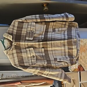 Grey and cream oversized Plaid Jacket